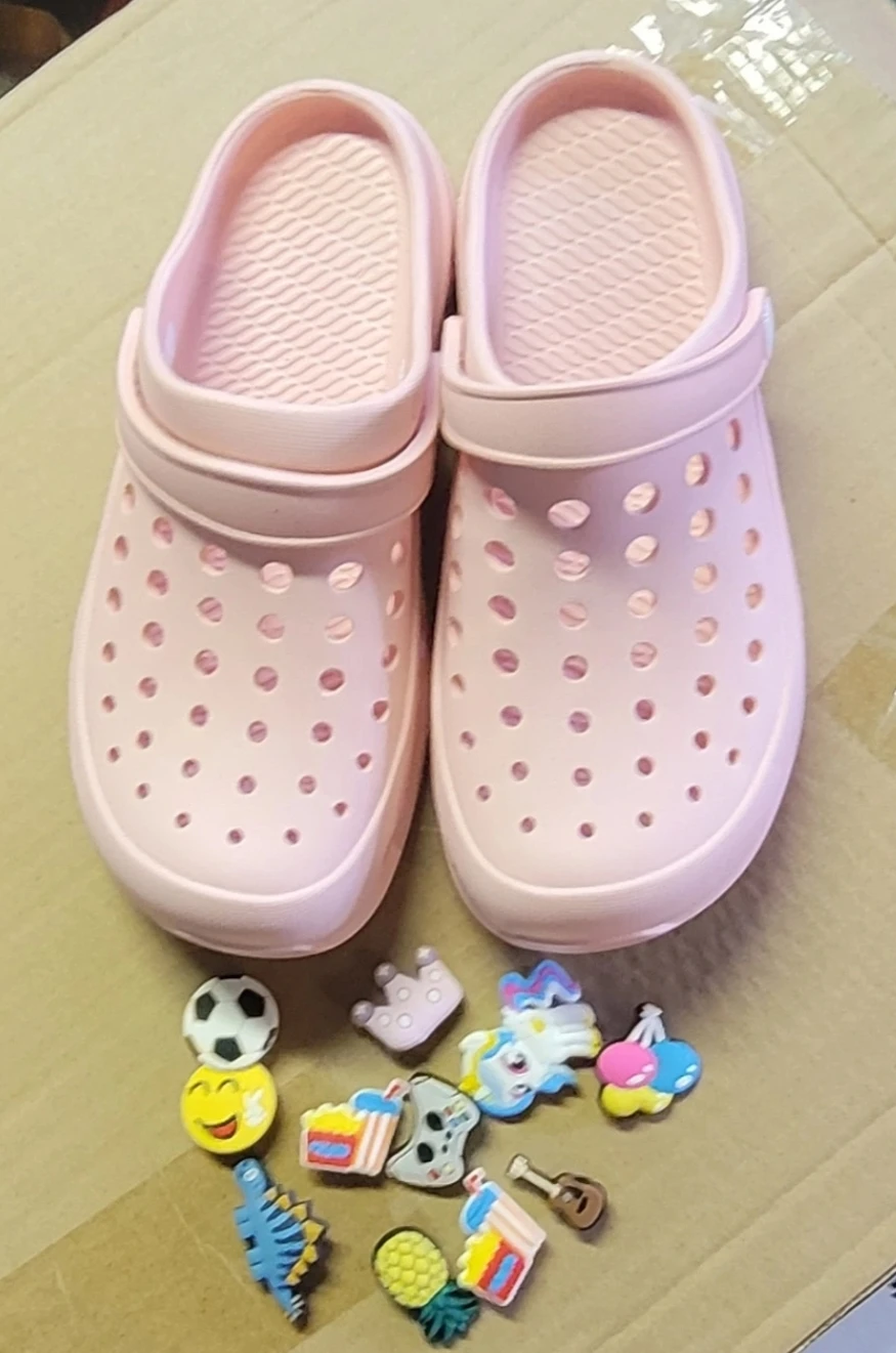 New Pink Kids Clog Shoes with Charms size 5 - photo 2