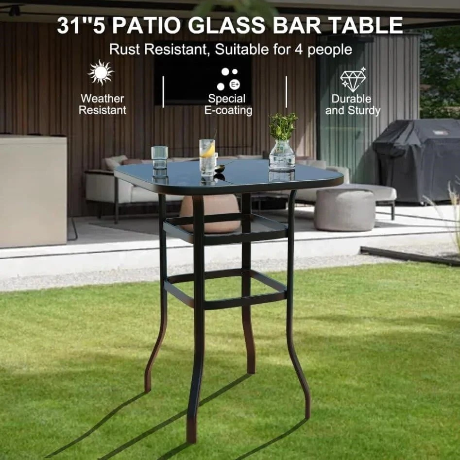 31.5" Glass Patio Bar Table - photo 3