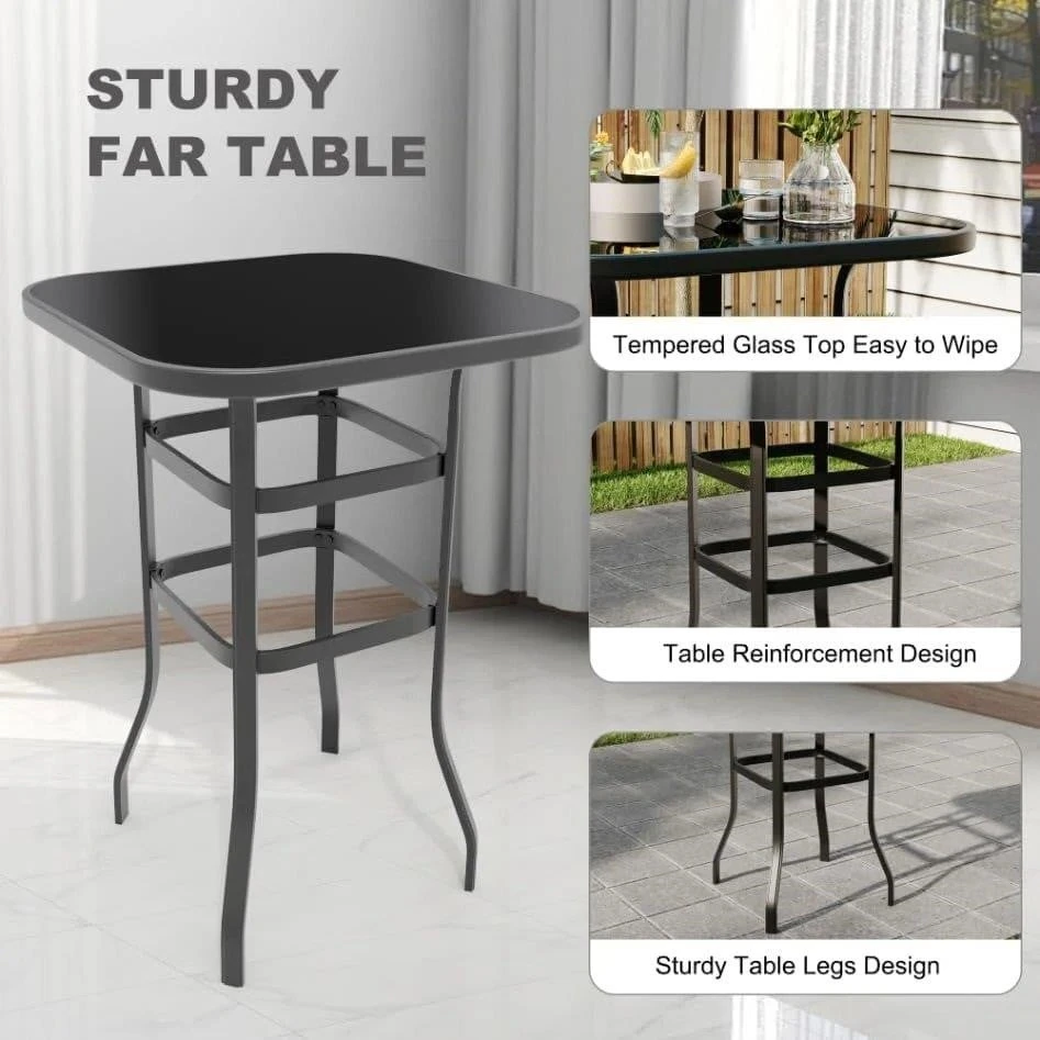 31.5" Glass Patio Bar Table - photo 4