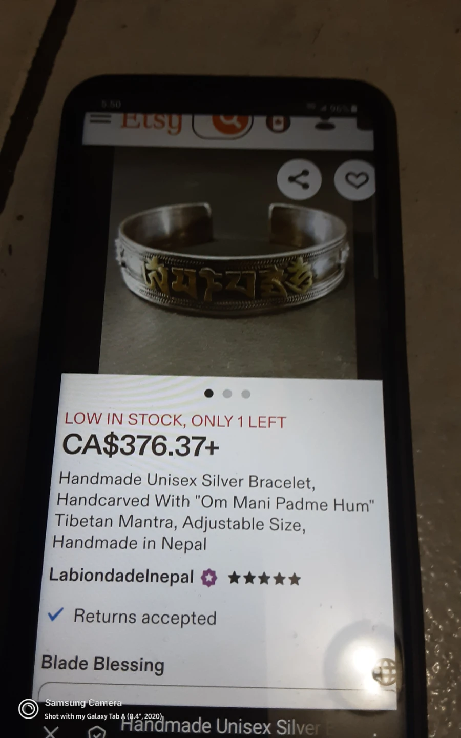 Handmade Unisex Silver Tibetan Mantra Bracelet - photo 3