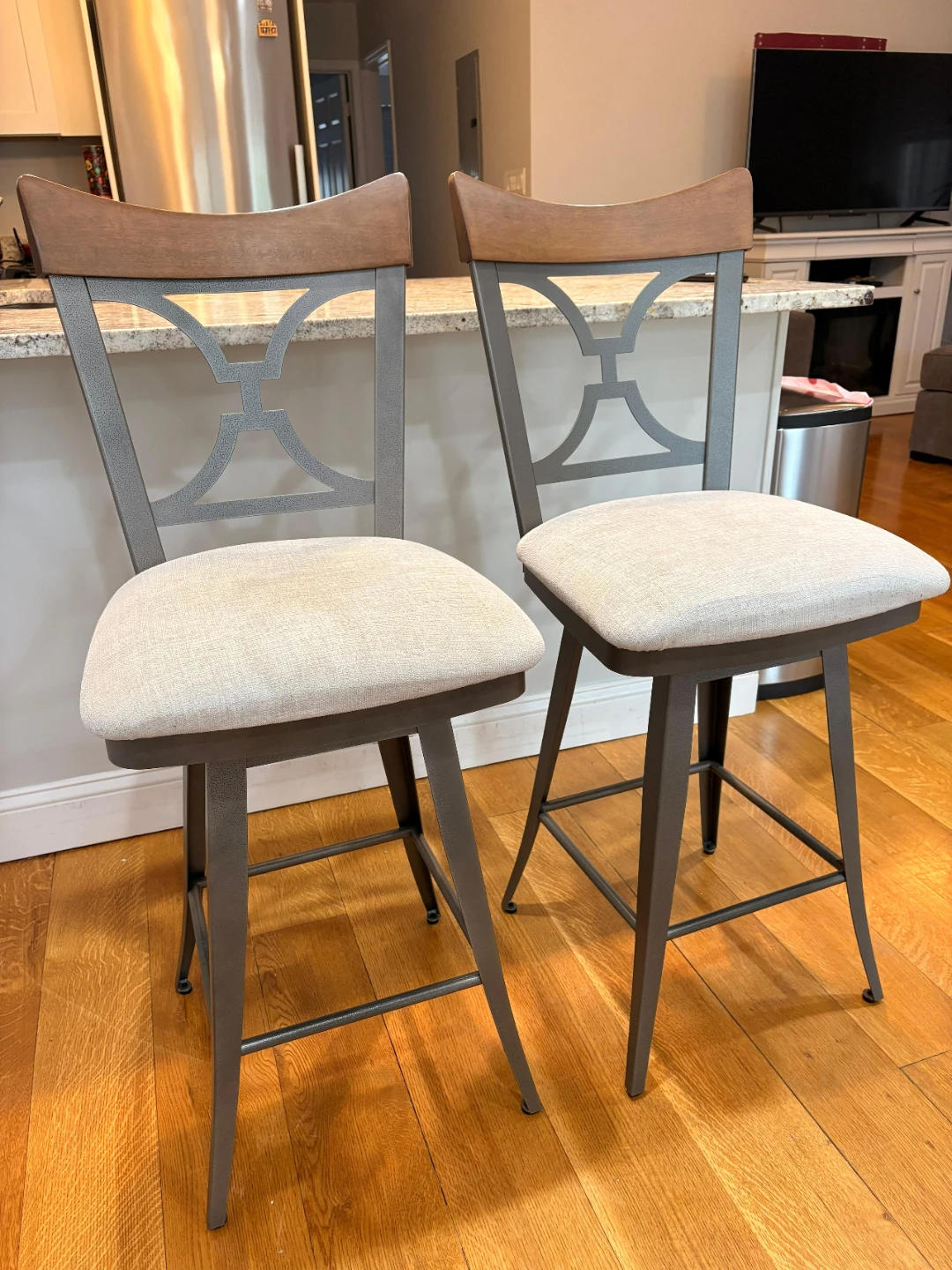 Set of 2 Metal and Wood Counter Height Bar Stools - photo 2