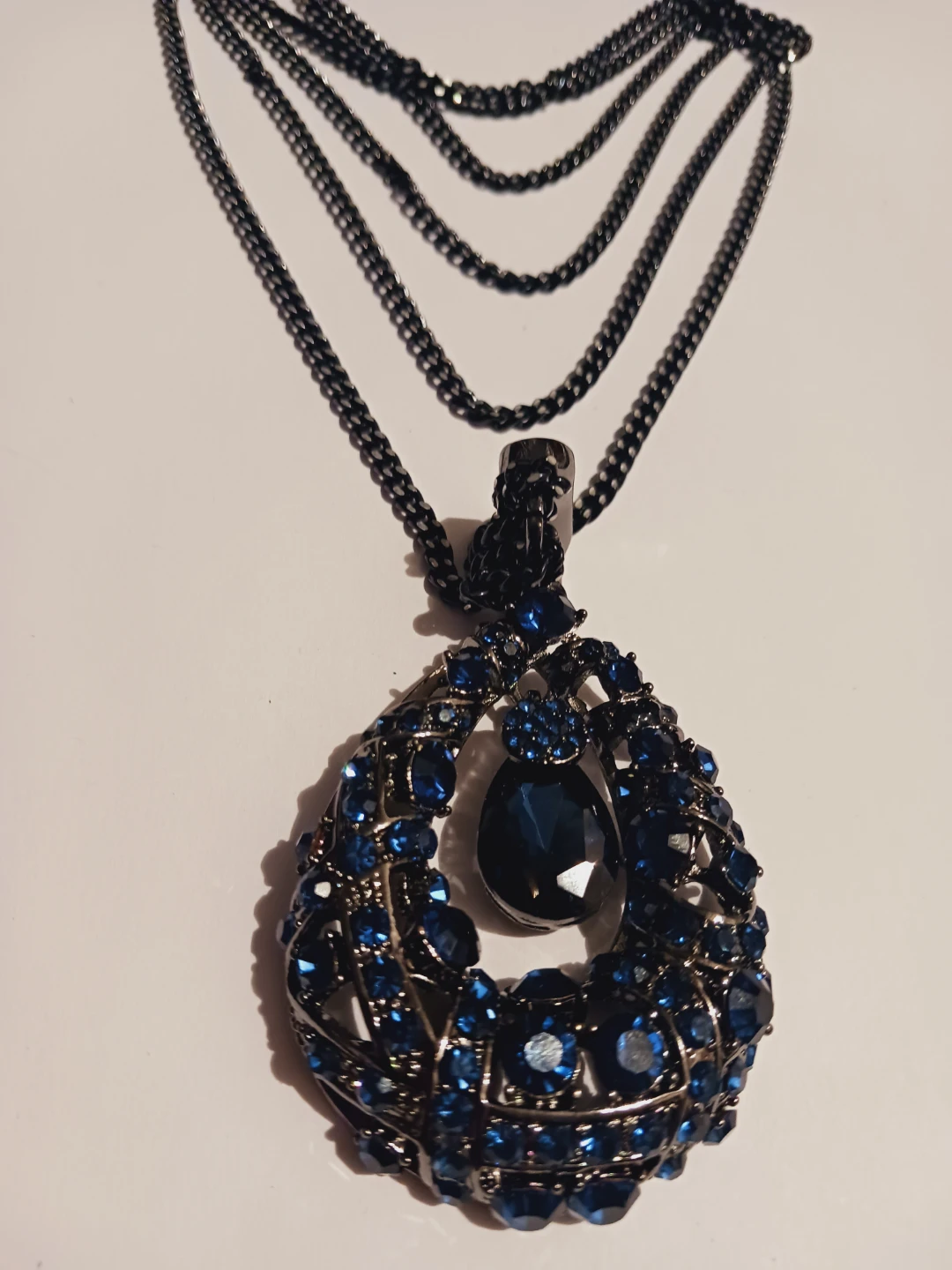 Statement Layered Necklace with Blue Gemstones - photo 2