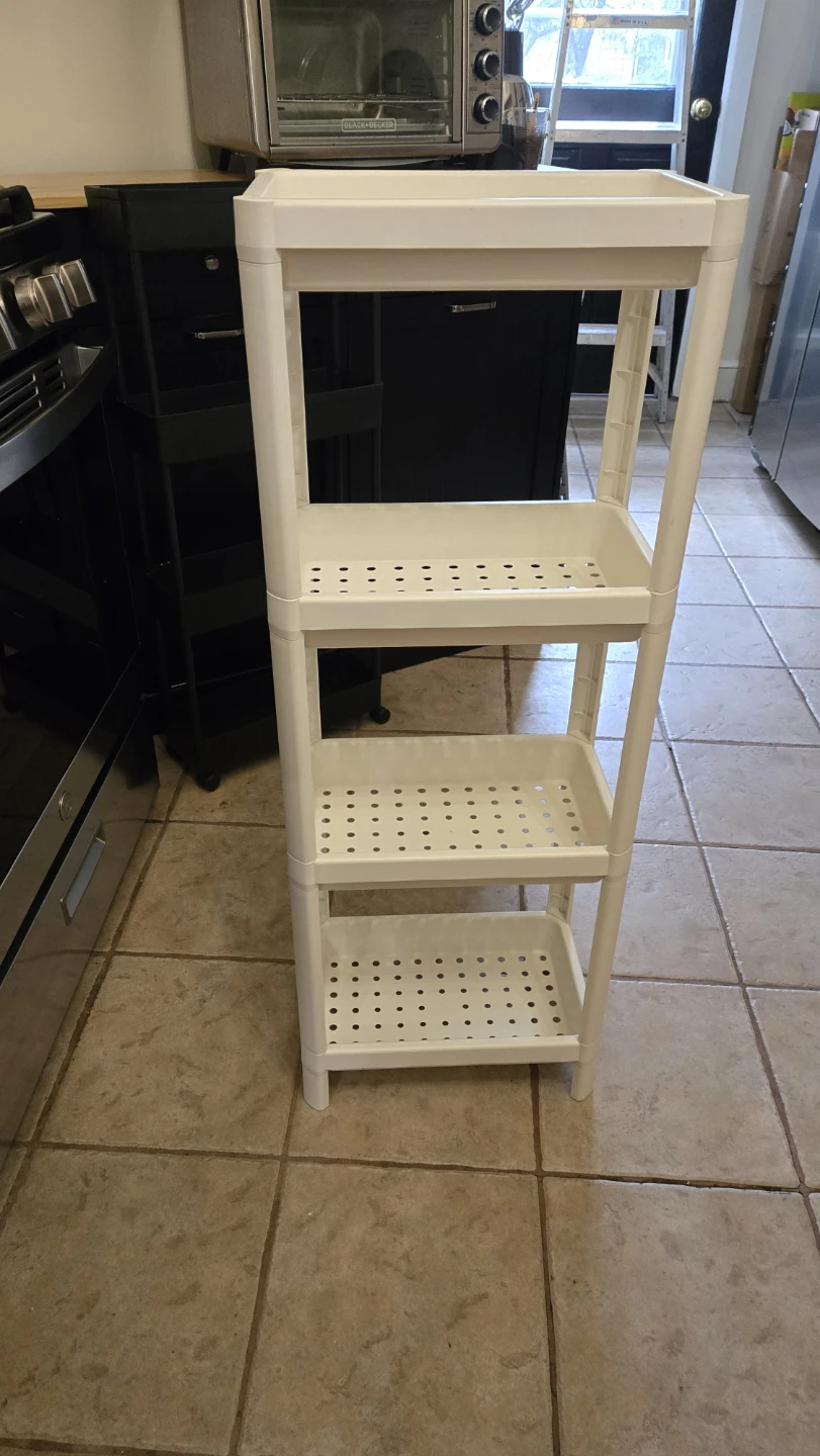 White 4-Tier Plastic  Shelf Unit