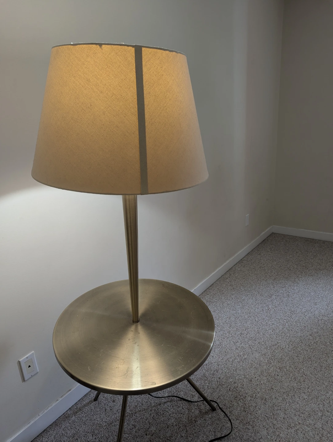 Brass Tripod Floor Lamp with Side Table - photo 5