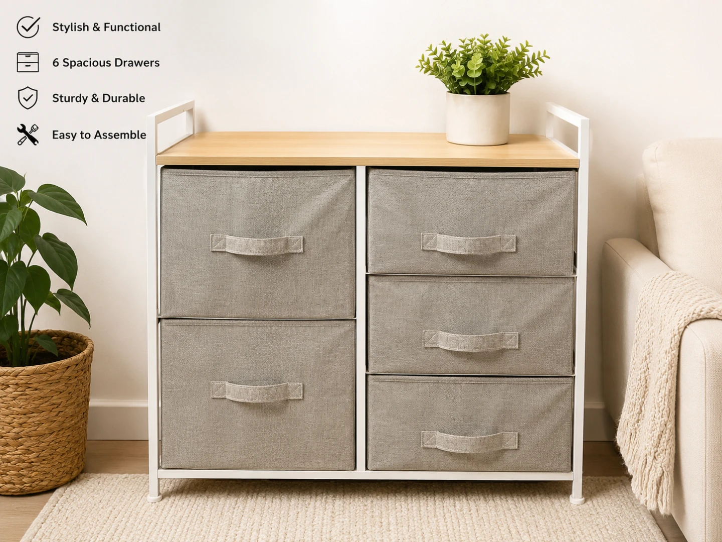 5-Drawer Fabric Storage Dresser