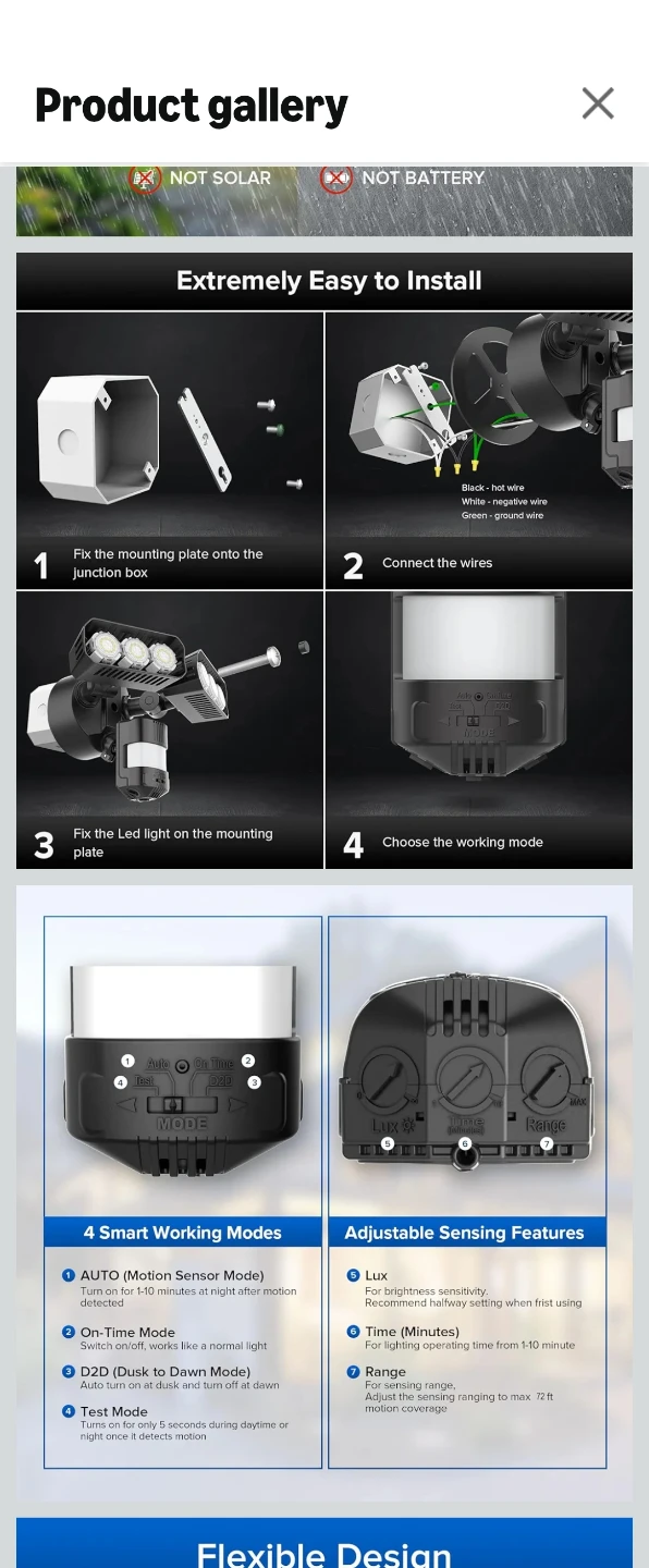 Motion Sensor LED Security Light - Black - photo 4