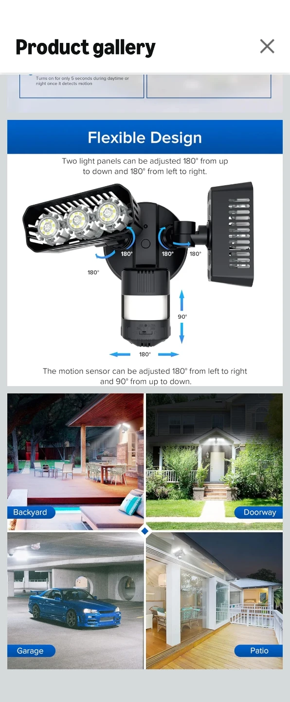 Motion Sensor LED Security Light - Black - photo 5