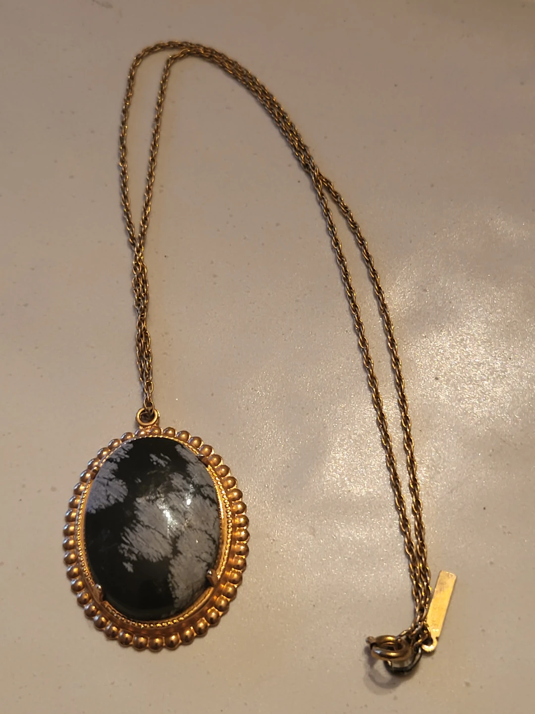 Corocraft Snowflake Obsidian Pendant Necklace