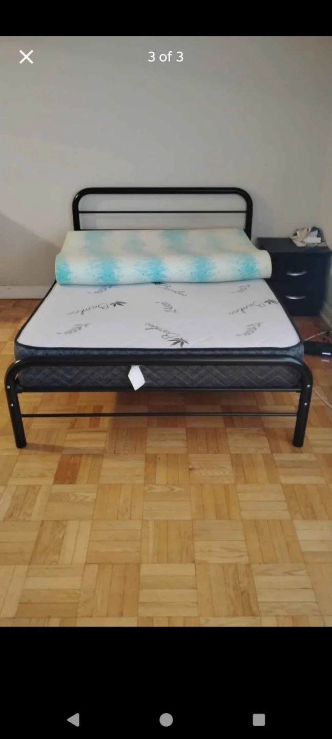 Full mattress with bedframe and foam topper - photo 3