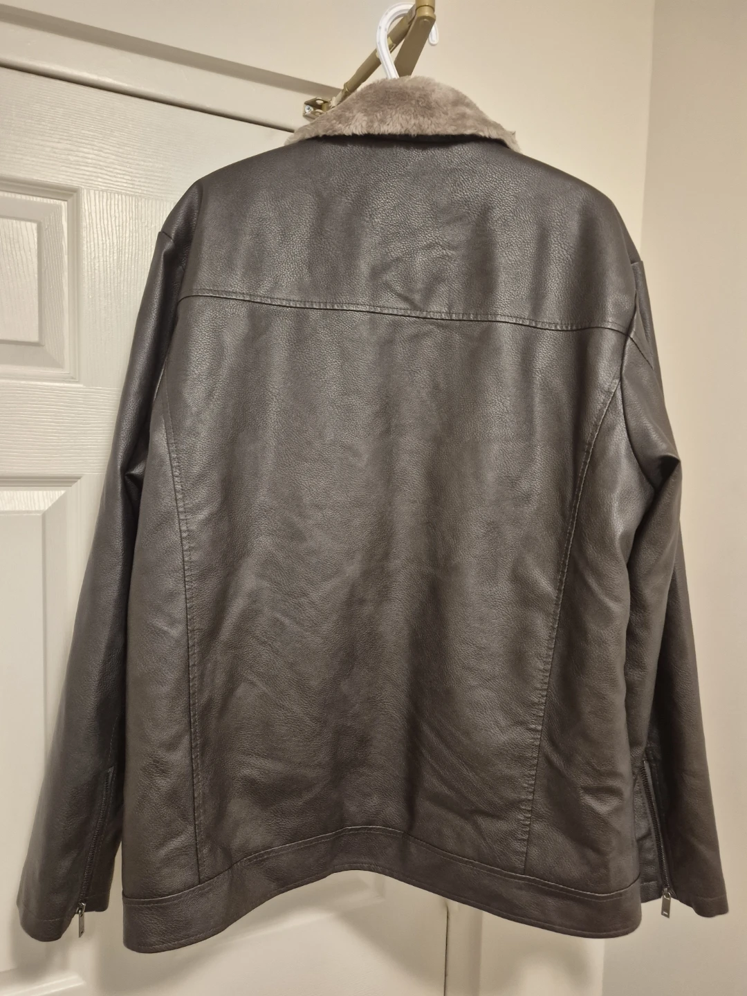 Men's Faux Leather Lined Bomber Jacket XL - photo 2
