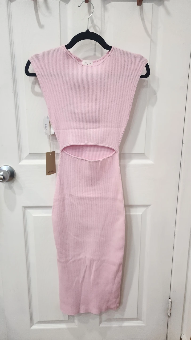 Wilfred Free Pink Ribbed Cutout Dress - photo 2