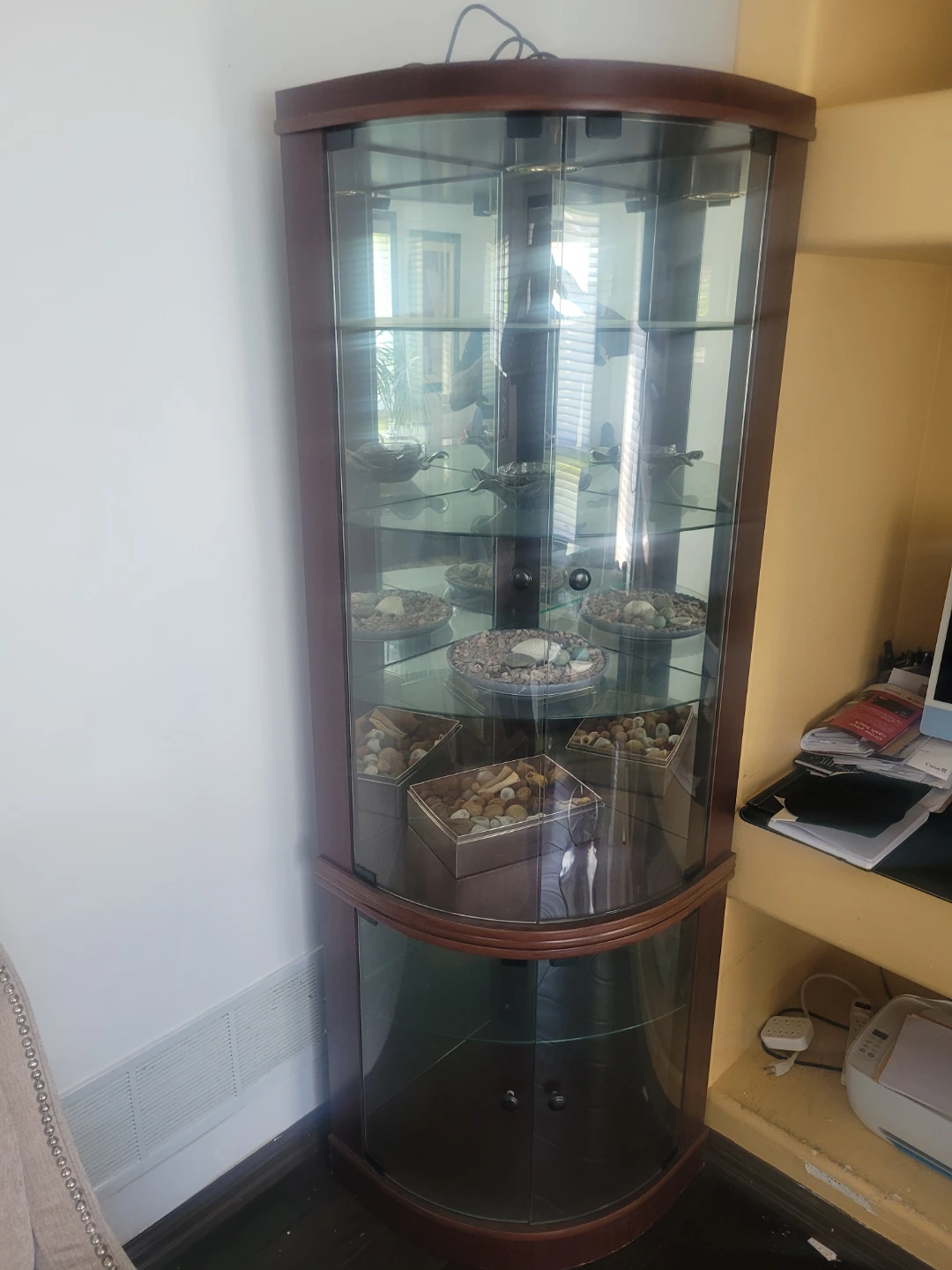 Corner Curio Display Cabinet with Glass Shelves