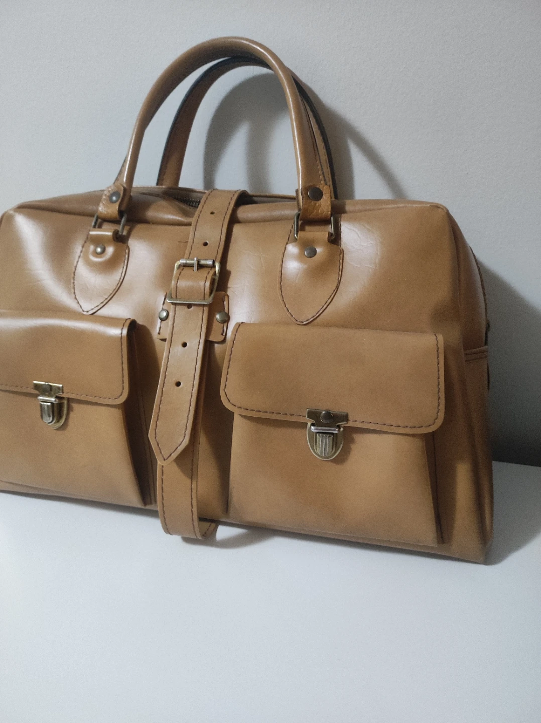 Tan Leather Weekender Bag - photo 2