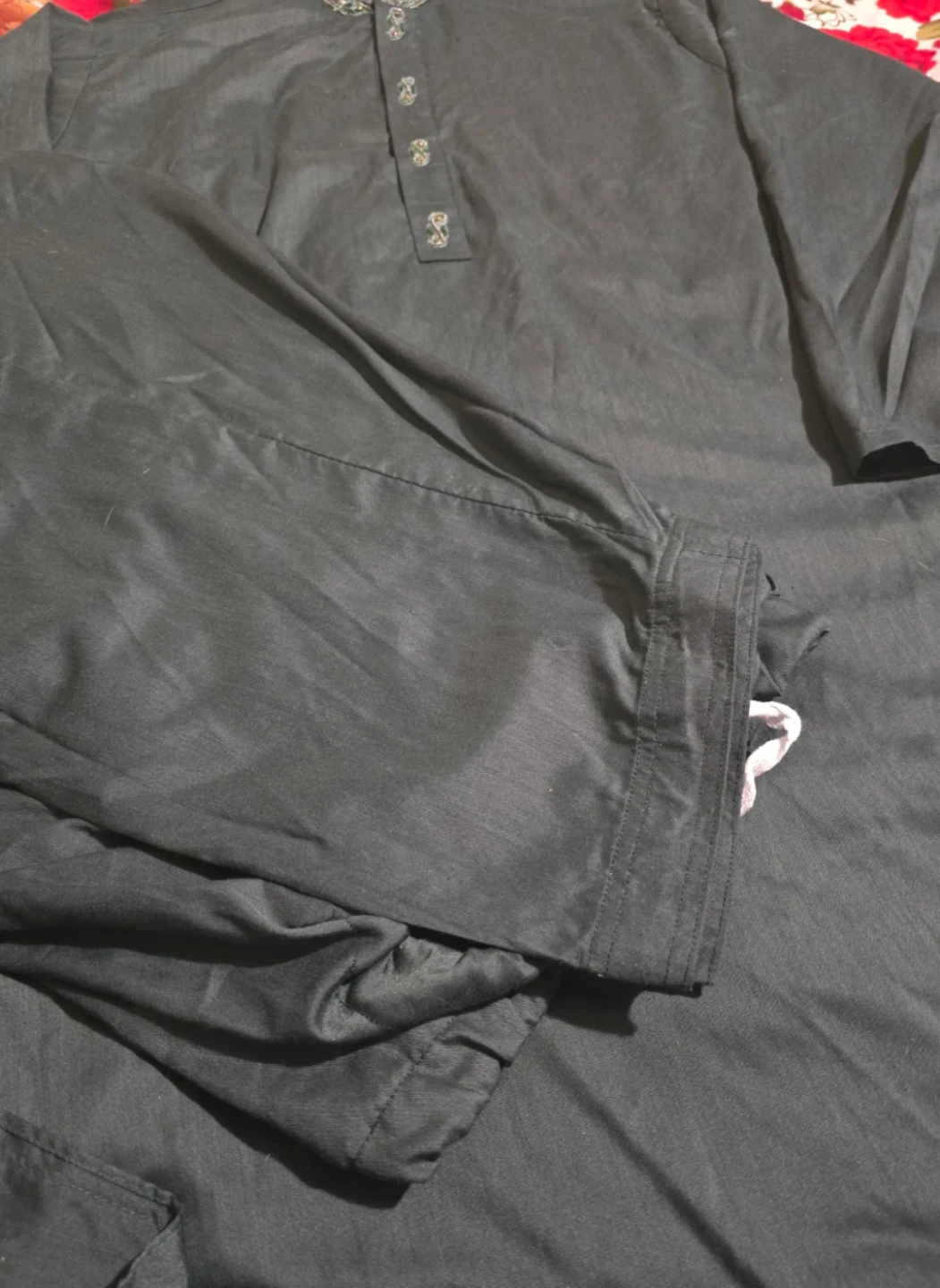 Men's Dark Green Kurta and Pants Set - photo 3