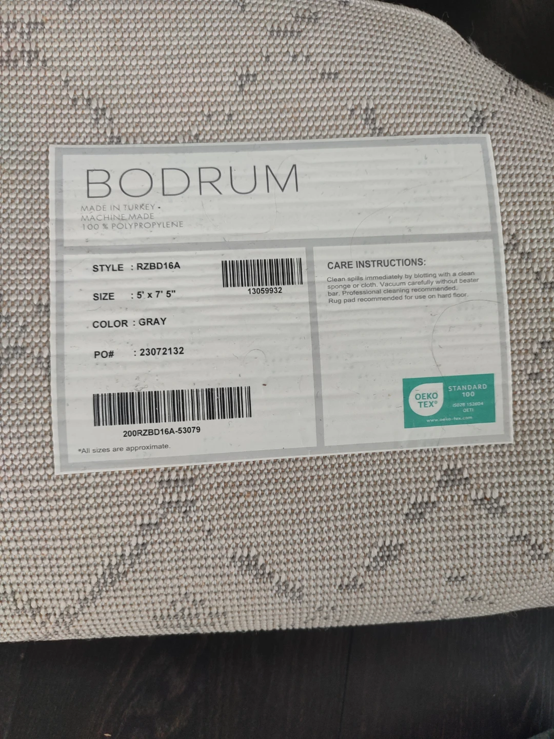 BODRUM Gray Area Rug 5' x 7'5" - photo 2