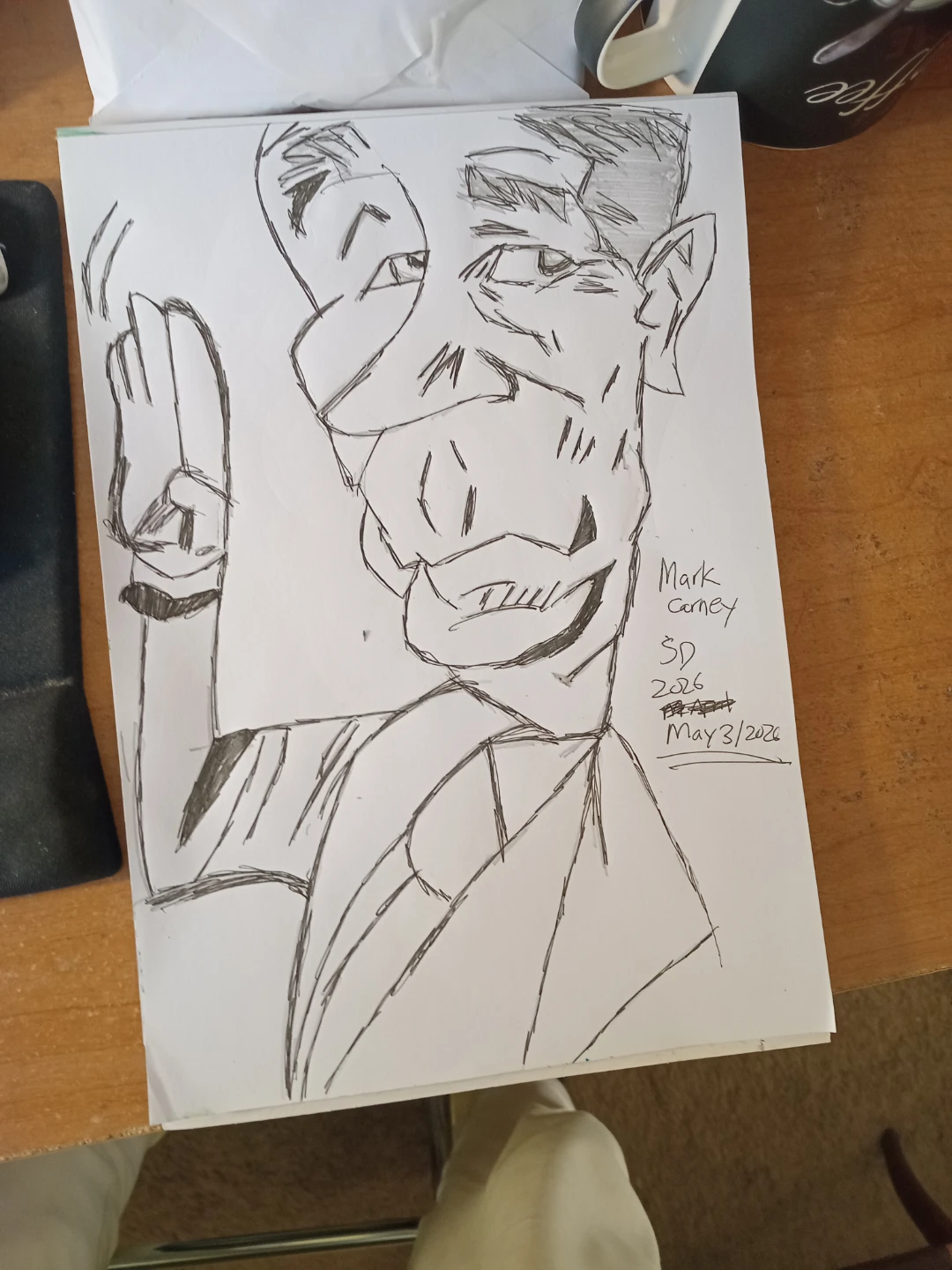 MARK CARNEY DRAWING ILLUSTRATION BY CUSTOM ARTIST