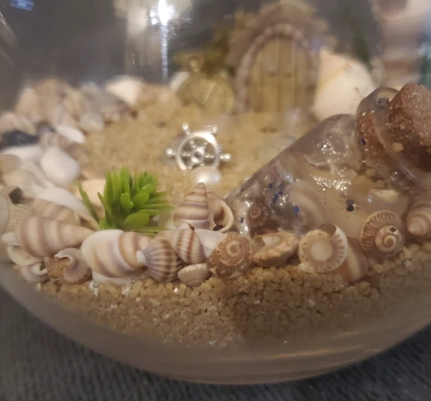 Glass Terrarium with Seashells and Fairy House - photo 4