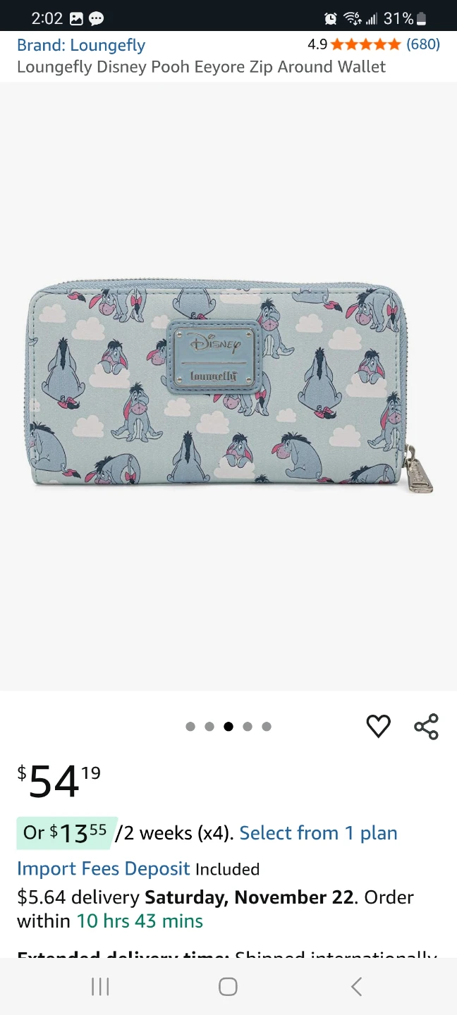 Loungefly Disney Eeyore Mini Backpack and Wallet Set - photo 4