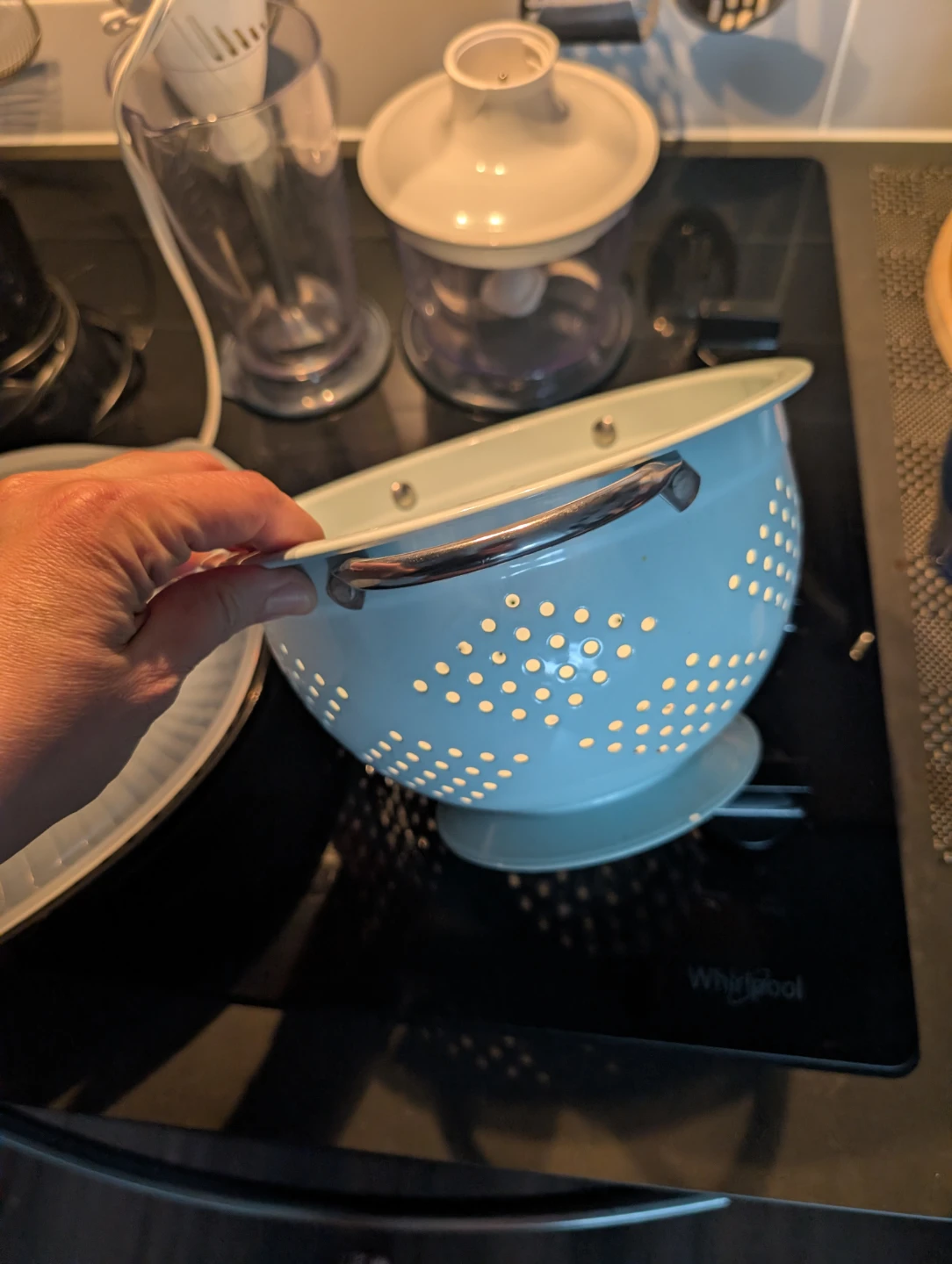 Light Blue Colander with Metal Handles