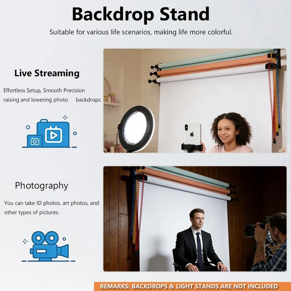 MagicLine Photography Backdrop Wall Mount 3 Roller System - photo 4