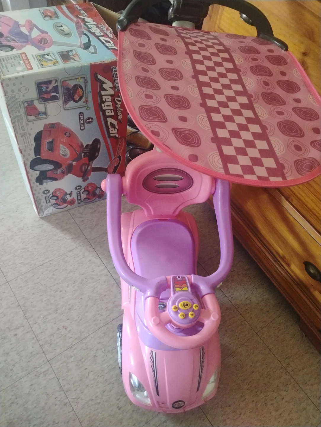 Pink "Mega Car" Ride-On Push Car with Canopy - photo 2