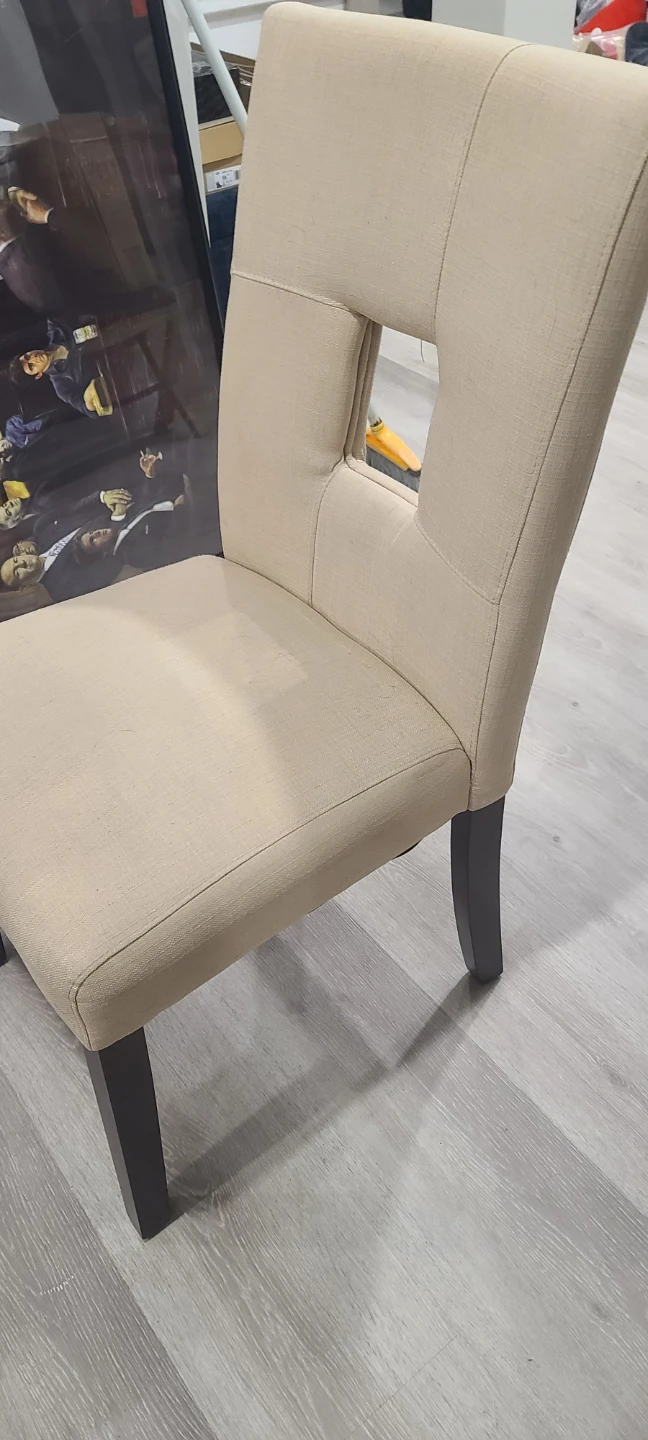 6 Beige Upholstered Dining Chair with Cutout Back - photo 5