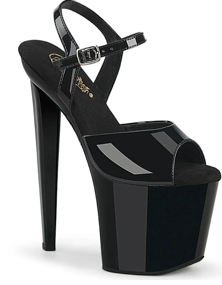 Pleaser Black Patent Platform Heels