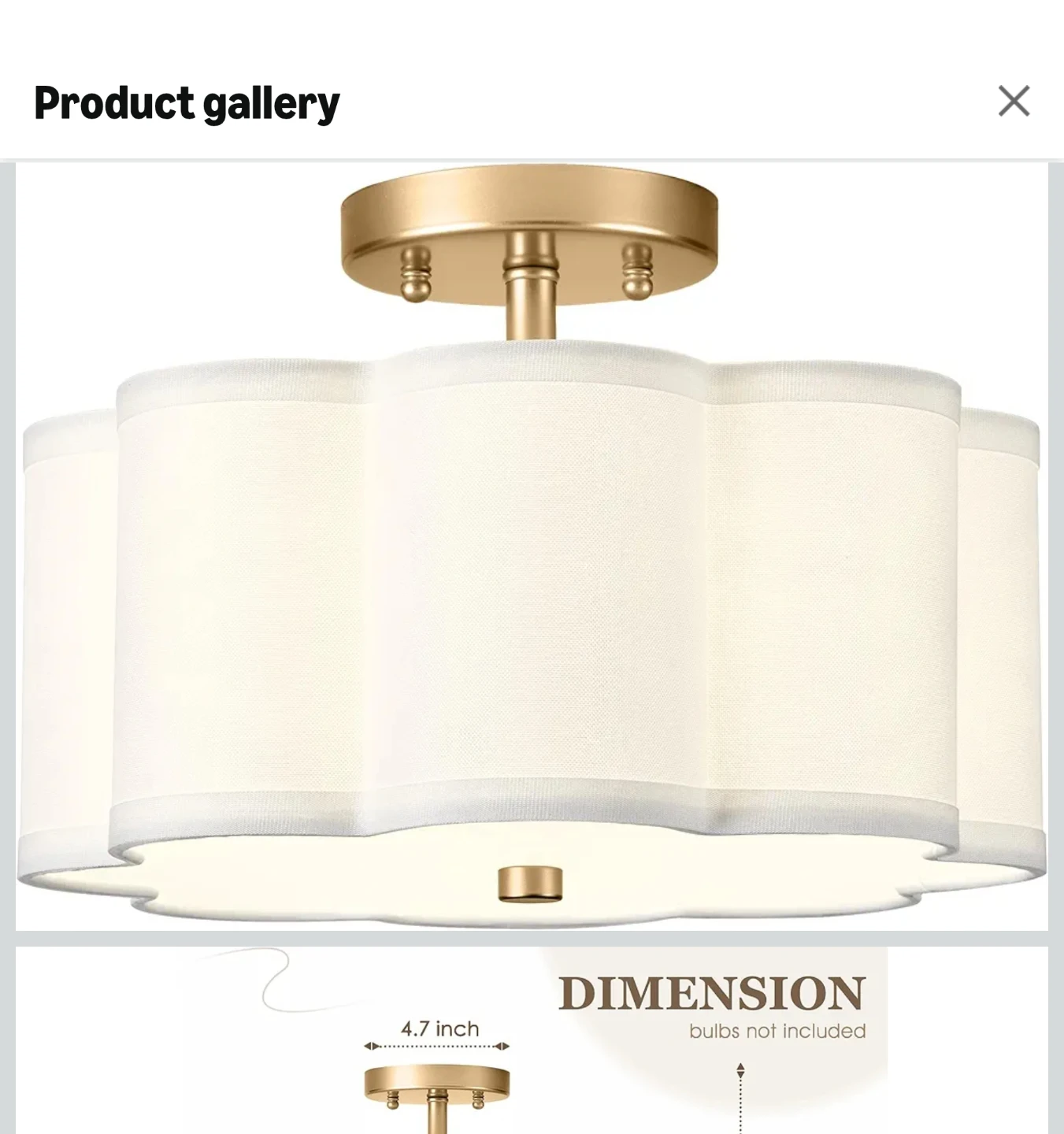 Scalloped Fabric Flush Mount Ceiling Light Fixture