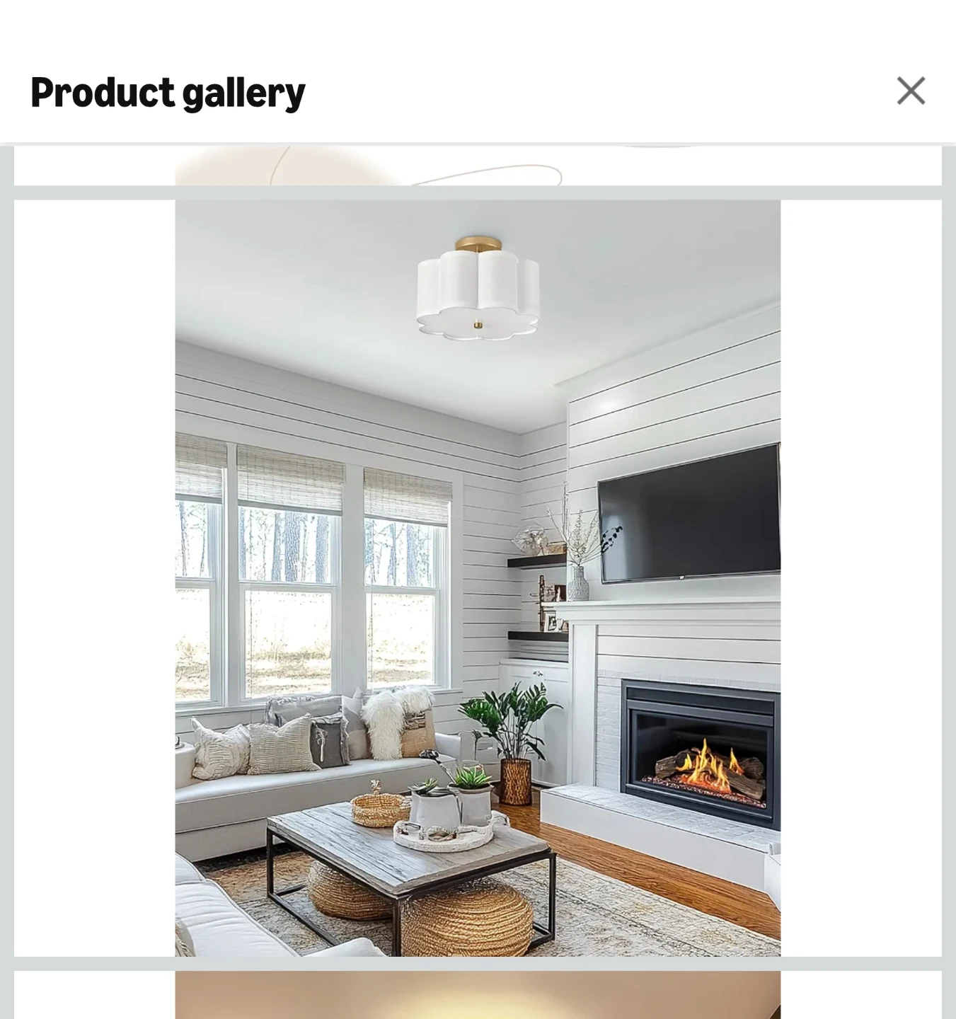 Scalloped Fabric Flush Mount Ceiling Light Fixture - photo 4