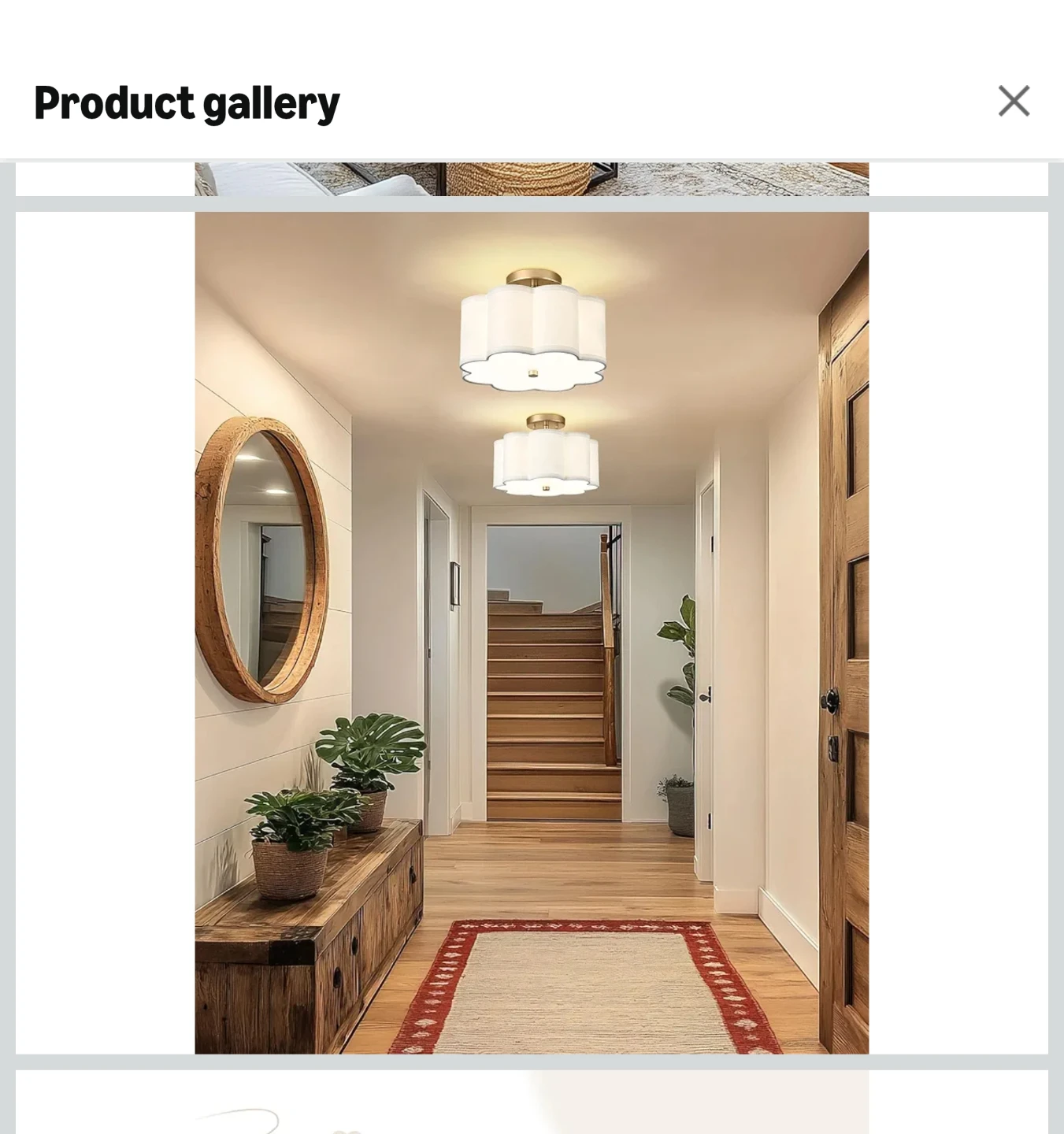 Scalloped Fabric Flush Mount Ceiling Light Fixture - photo 5