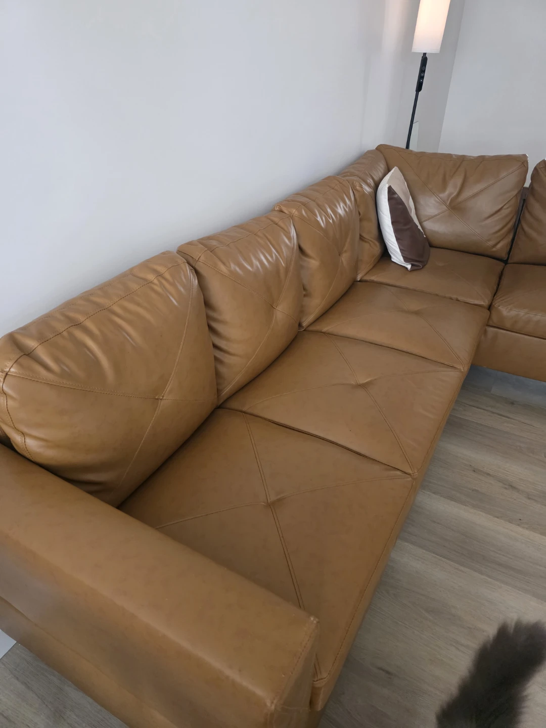 Brown Faux Leather Sectional Couch - photo 2