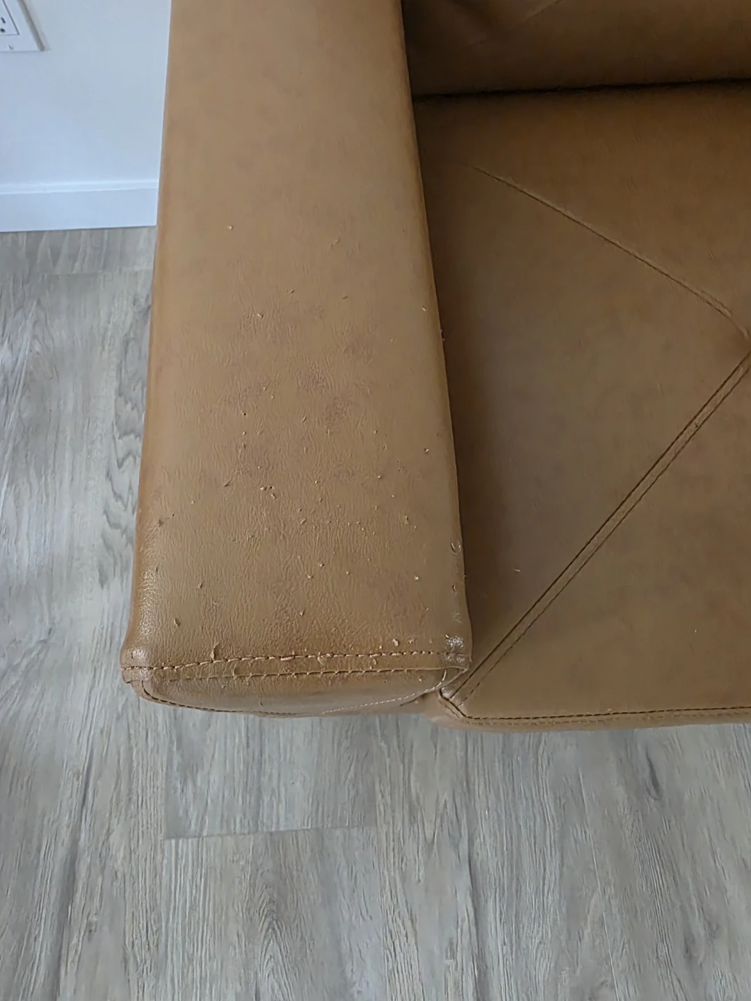 Brown Faux Leather Sectional Couch - photo 4