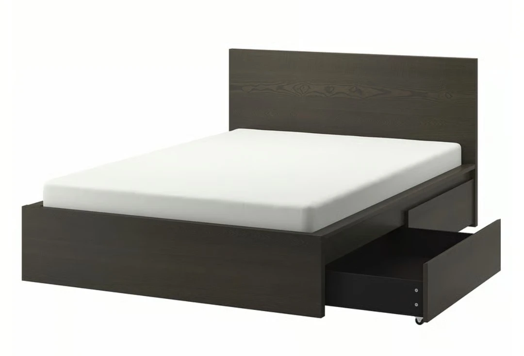 IKEA MALM Queen Bed Frame with 4 Drawers - Dark Brown - photo 3
