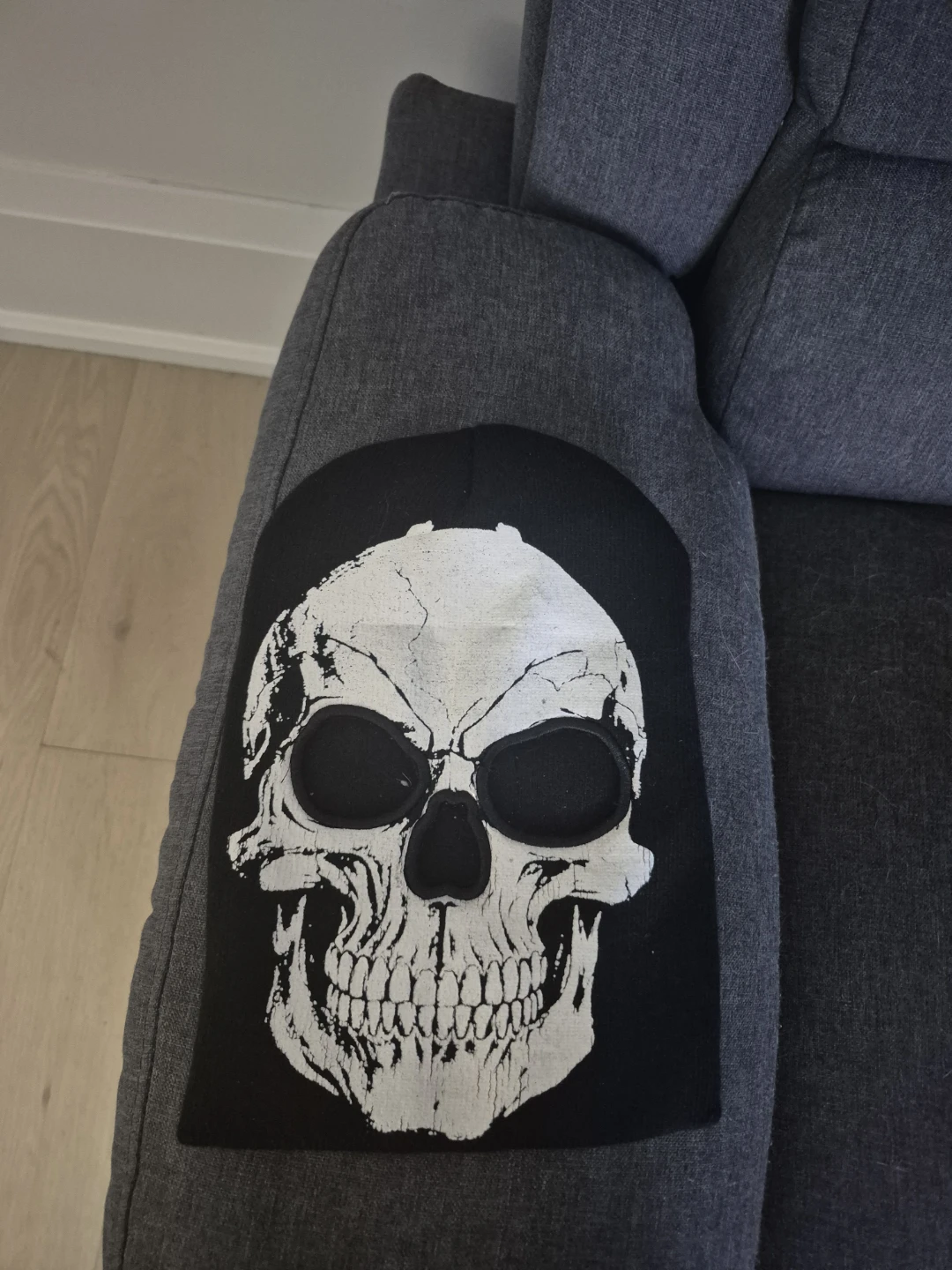 Black Beanie with Skull Graphic Holes