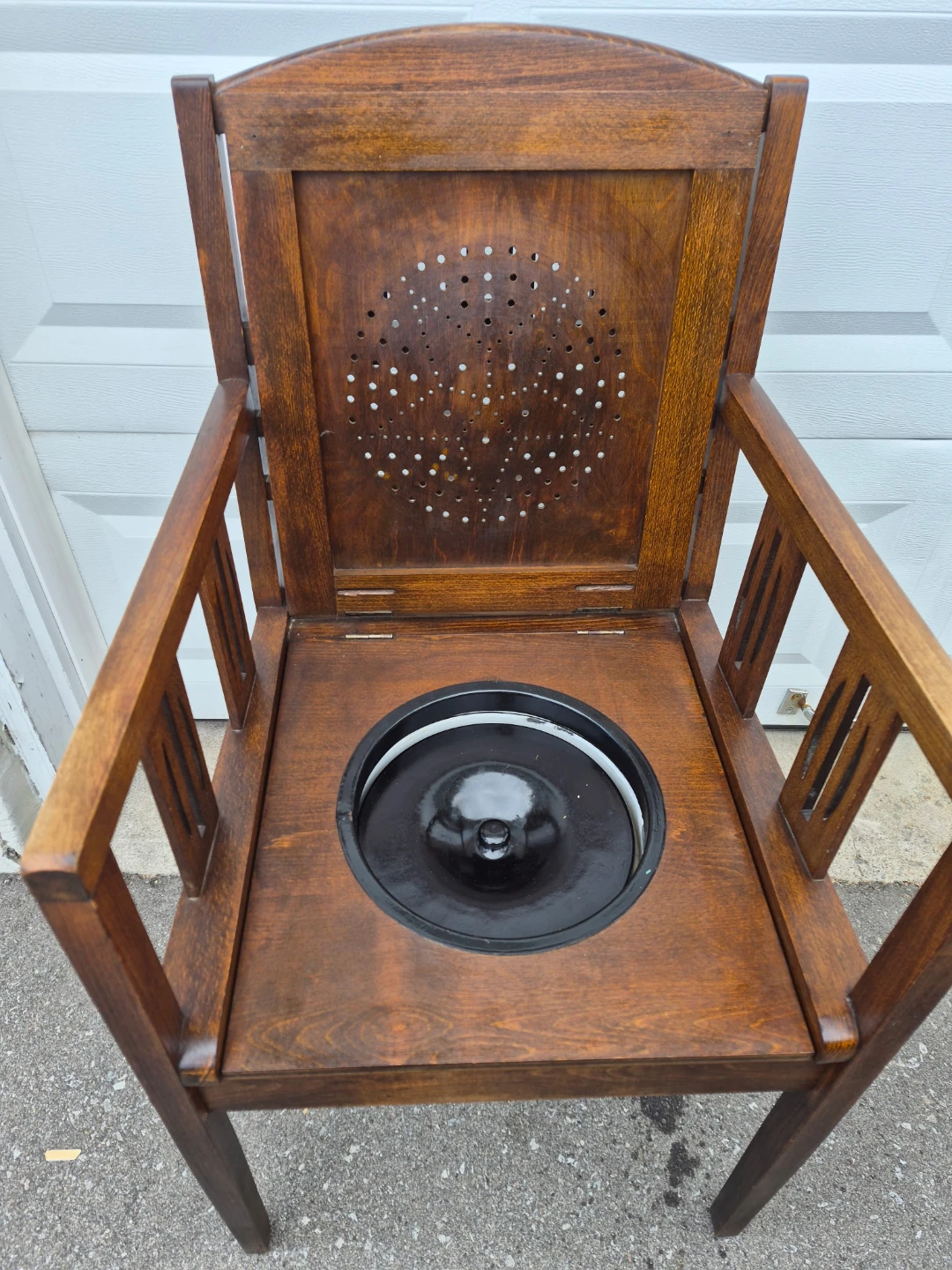 Antique Wooden Chamber Pot Chair