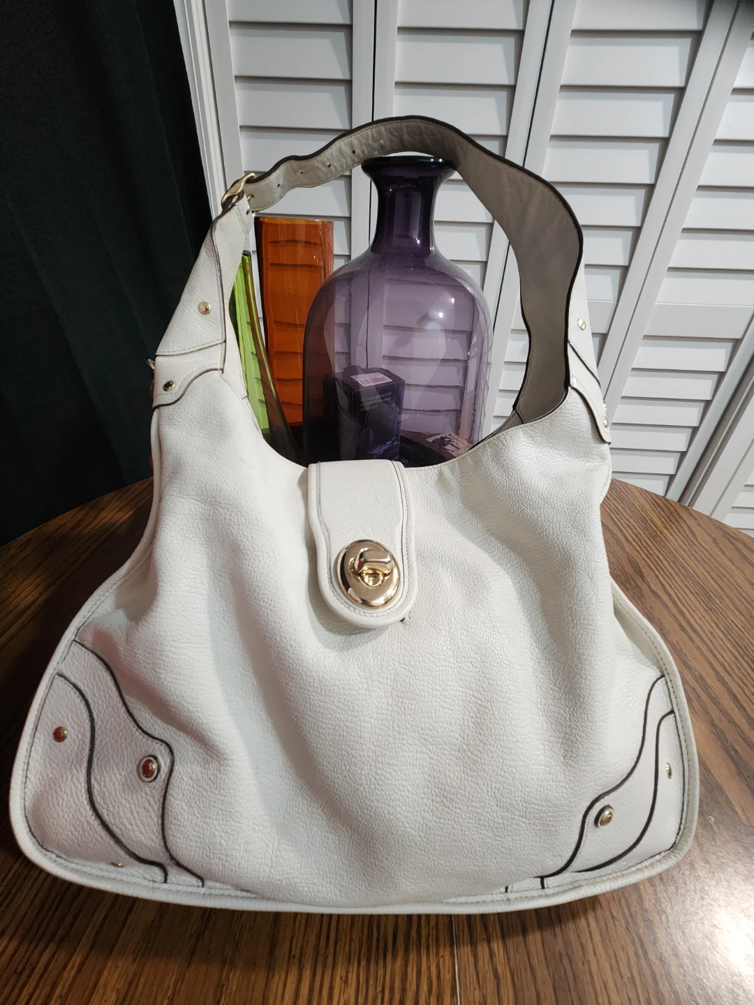 COACH White Leather Hobo Handbag