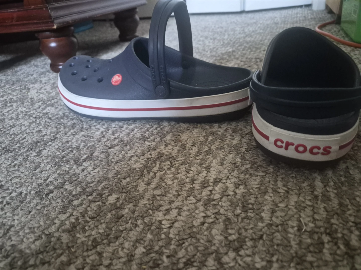 Crocs Clogs Navy Blue White Red Size 11