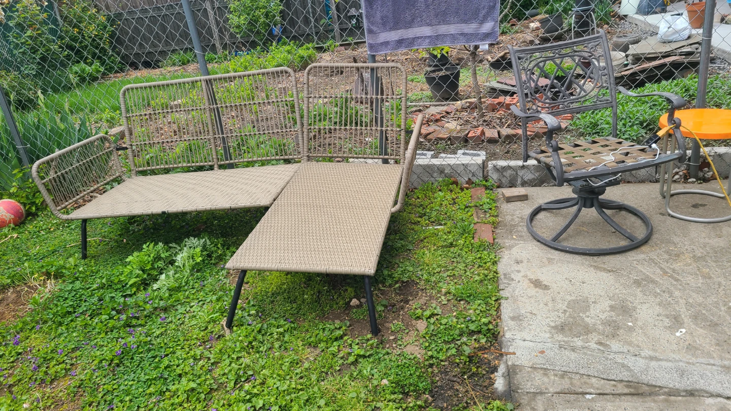 Wicker Outdoor Loveseat with Chaise Lounge