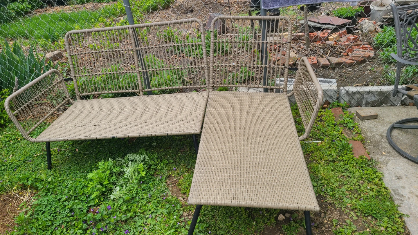 Wicker Outdoor Loveseat with Chaise Lounge - photo 2