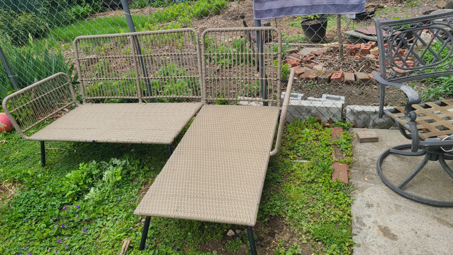 Wicker Outdoor Loveseat with Chaise Lounge - photo 3