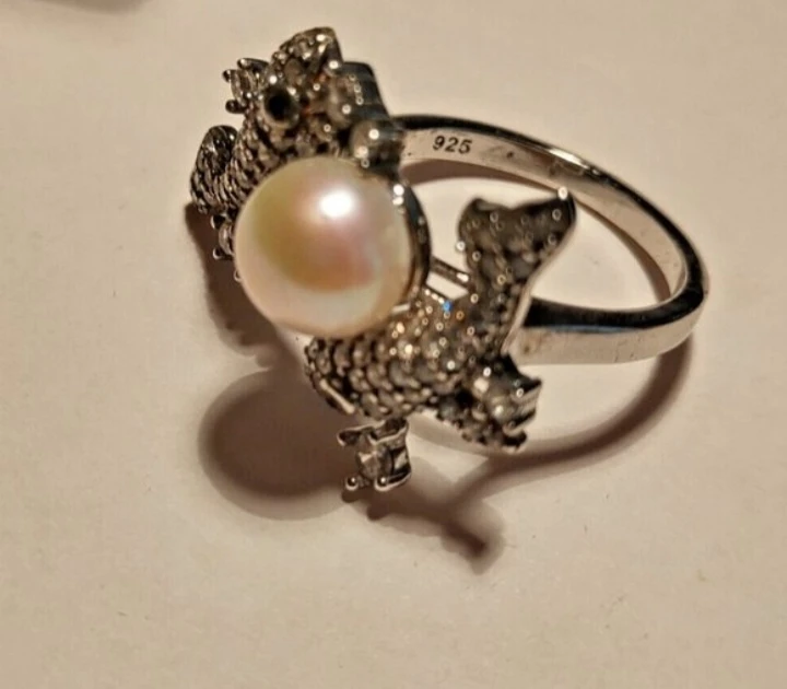 Sterling Silver white Pearl Ring with Gemstone Accents - photo 3