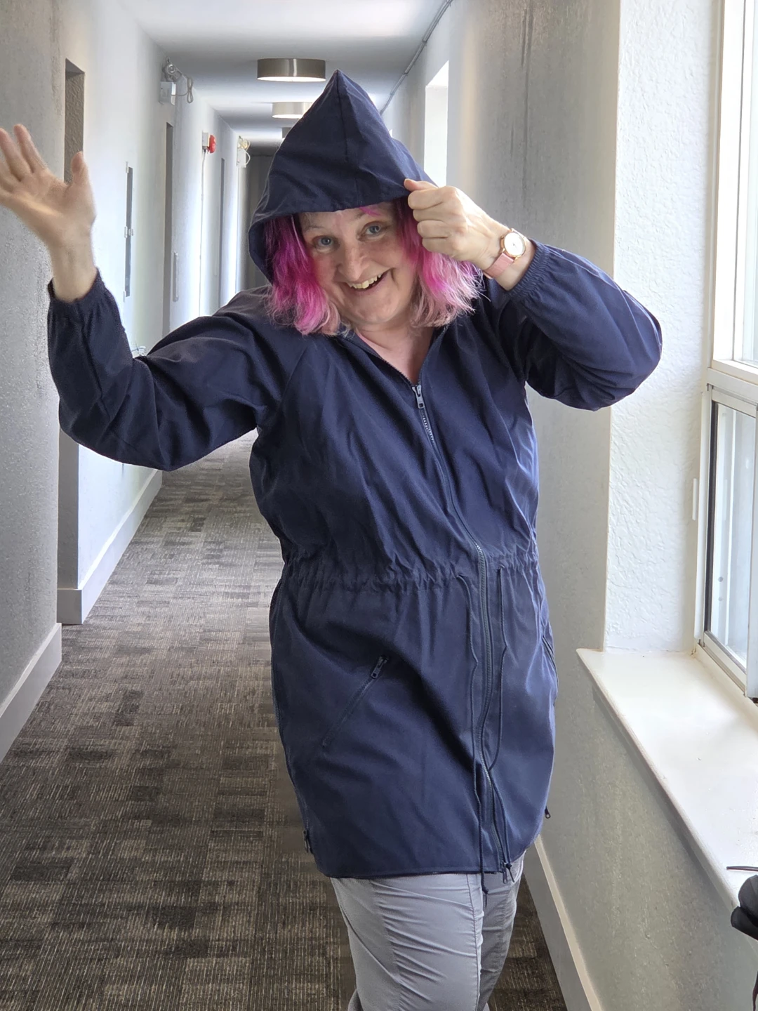 Navy Blue Anorak Jacket with Hood