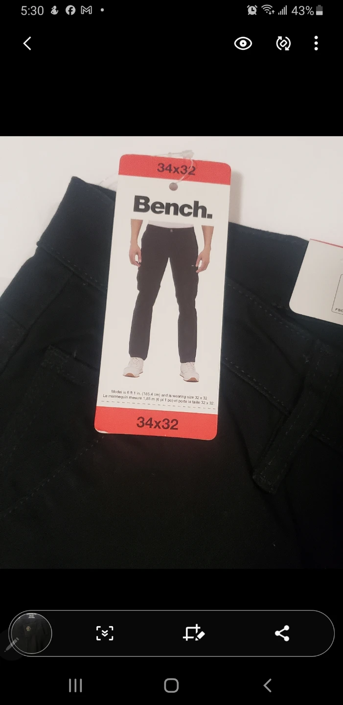 Brand new Bench Mens Black Pants 34/32