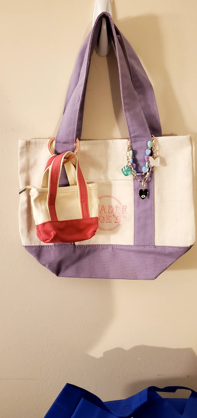Trader Joe's Canvas Tote Bag with Charm Set