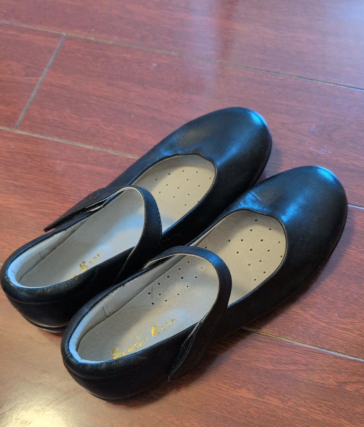 Season Bear Black Mary Jane Flats