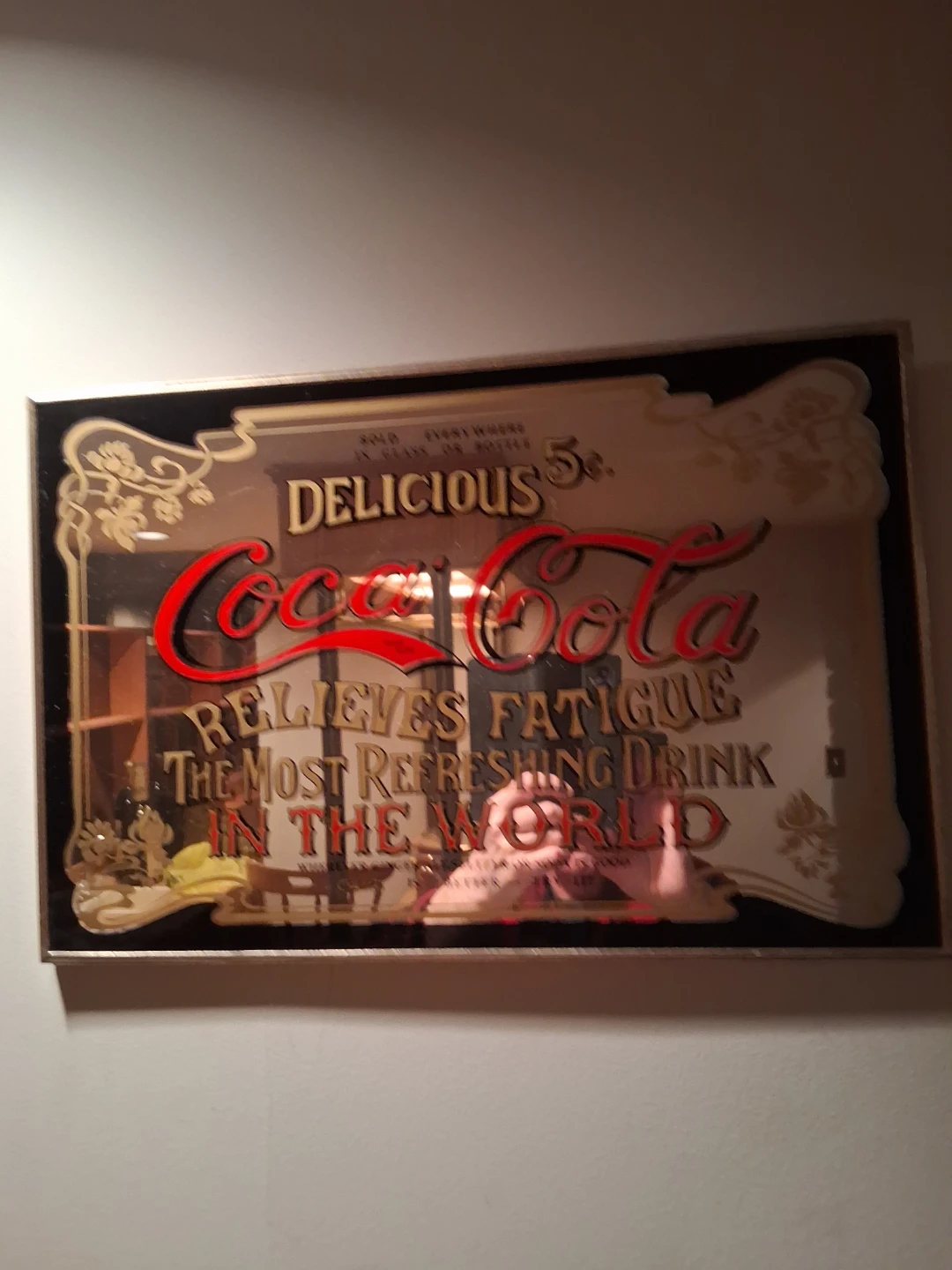 Coca-Cola "The Most Refreshing Drink" Mirror Sign