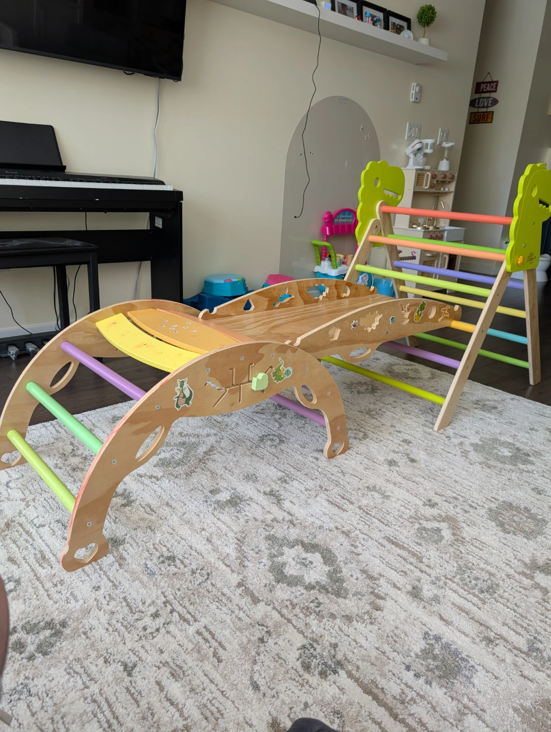 Pikler Triangle Set with Cushion Climbing Gym for Toddlers - photo 2