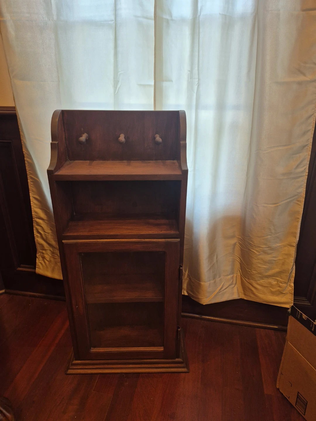 Vintage Wooden Wall Shelf with Cabinet - photo 2