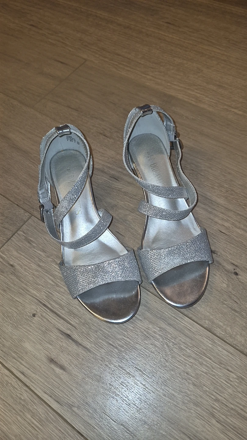 Silver Glitter Wedge Sandals