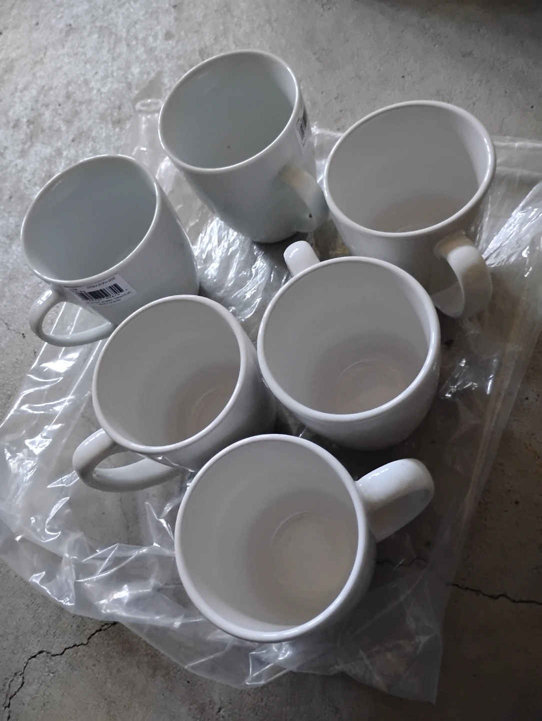Set of 6 White Ceramic Mugs